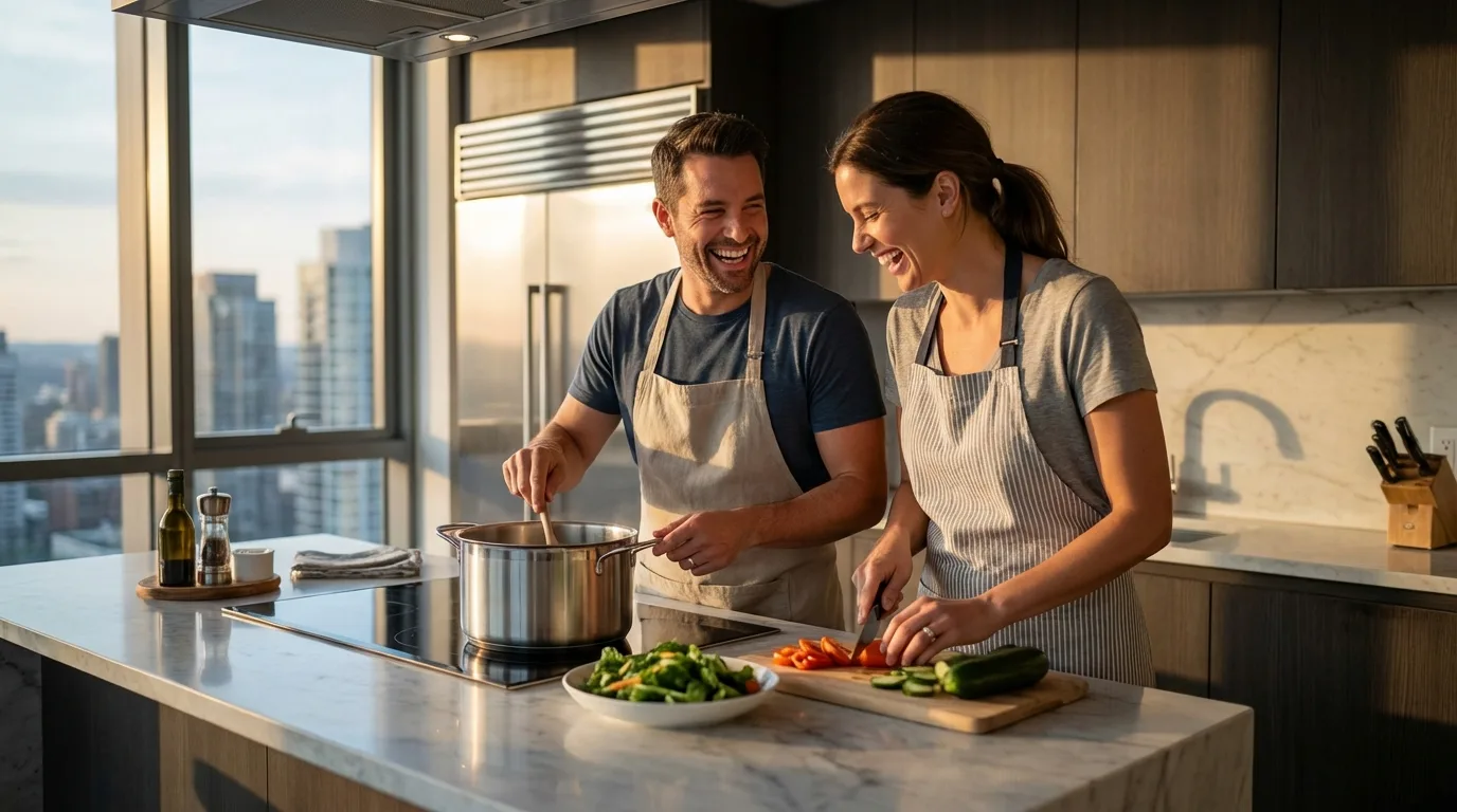 Cooking together is a great way to learn new skills and connect as a couple.
